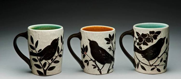 Karen Newgard Pottery Mugs #12 Curve Studio River Arts District Asheville